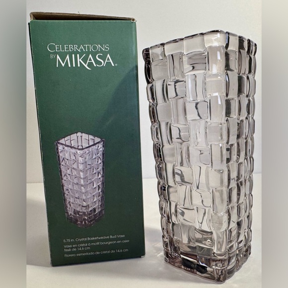 Mikasa Crystal Basketweave Vase NIB - Picture 8 of 11